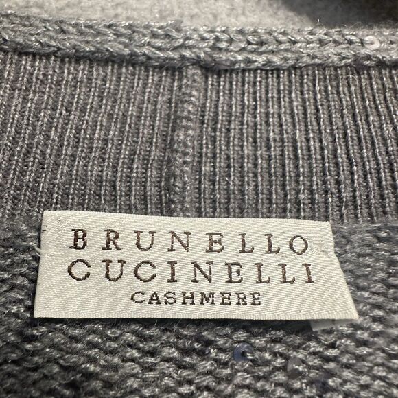 Brunello Cucinelli Cashmere Silk Cardigan Size XXL Gray Sequin Quiet Luxury - Picture 3 of 11